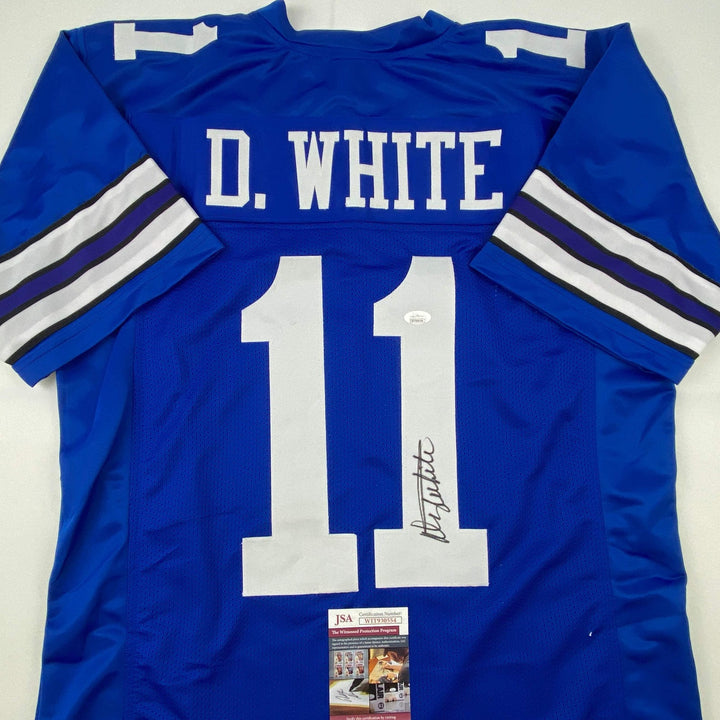 Autographed/Signed Danny White Dallas Retro Blue Football Jersey JSA COA Auto