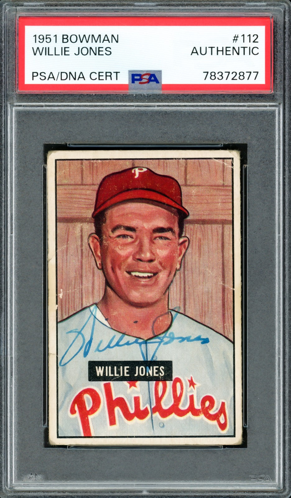 Willie Jones Signed 1951 Bowman Card #112 Philadelphia Phillies PSA/DNA