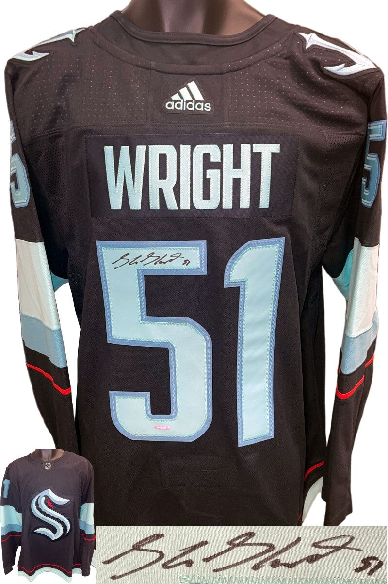 Shane Wright signed Seattle Kraken Authentic Navy Adidas- Upper/Deck/UDA Threads