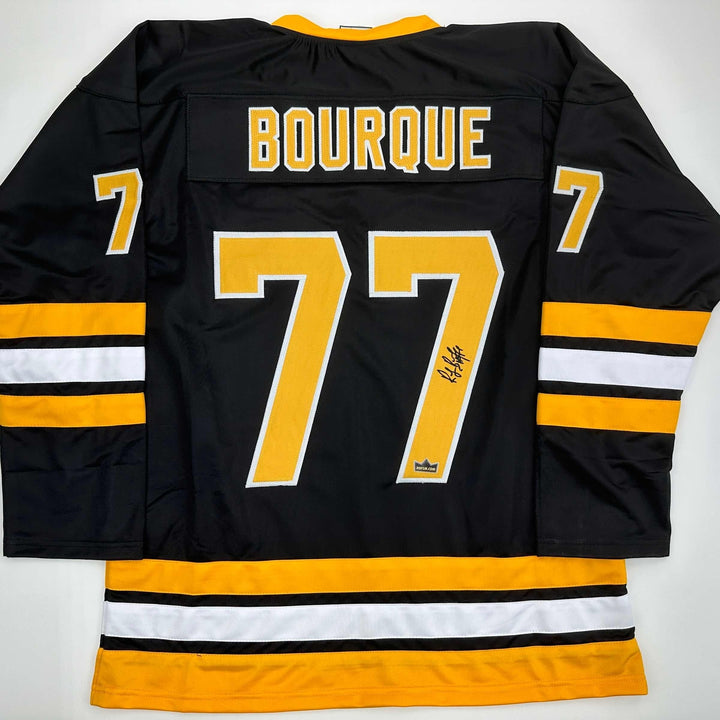 Facsimile Autographed Ray Bourque Boston Black Reprint Jersey Size Men's XL