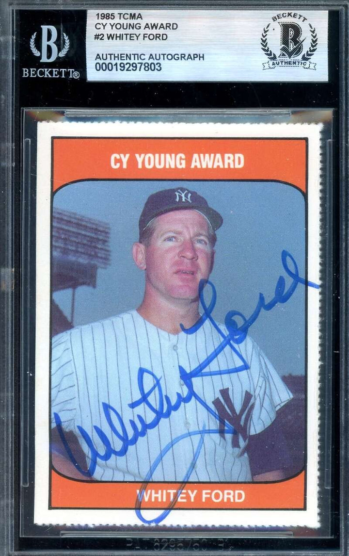 Whitey Ford Beckett BAS Signed 1985 TCMA Cy Young Autograph
