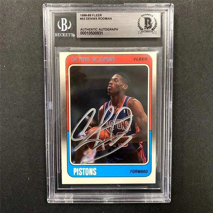 Dennis Rodman autograph signed 1988-89 Fleer #43 RC rookie card Beckett BAS BGS