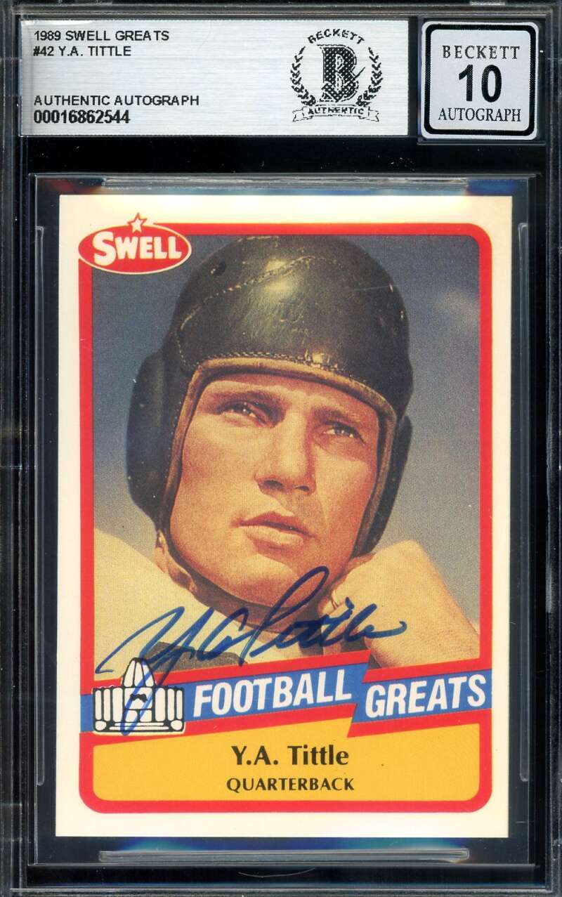 Y.A. Tittle Gem Mint 10 Beckett BAS Signed 1989 Swell Greats Autograph