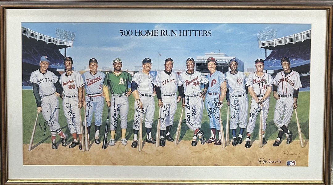 500 HR Signed Framed Poster Ron Lewis Mickey Mantle 11 HR Total Auto CBM COA HOF
