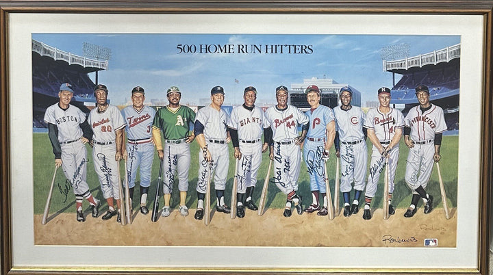 500 HR Signed Framed Poster Ron Lewis Mickey Mantle 11 HR Total Auto CBM COA HOF
