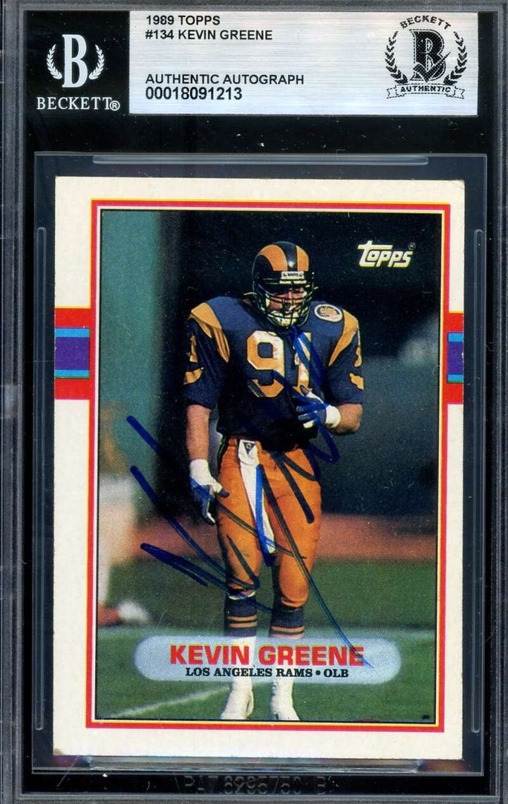 Kevin Greene Beckett BAS Signed 1989 Topps Autograph