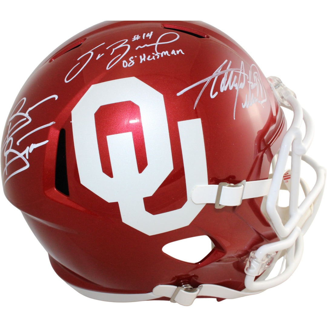Sam Bradford Peterson Bosworth Signed Oklahoma Sooners F/S Helmet Beckett 54255
