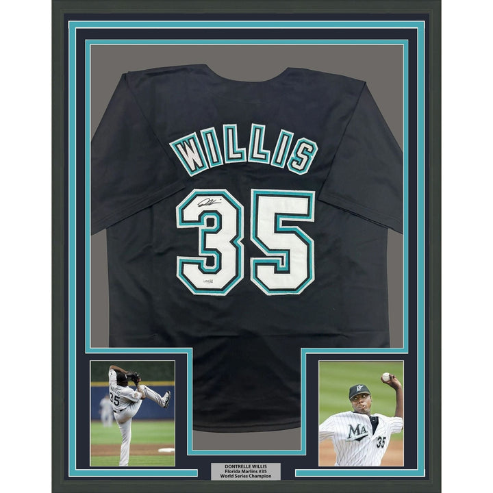 Framed Autographed/Signed Dontrelle Willis 35x39 Florida Jersey JSA COA