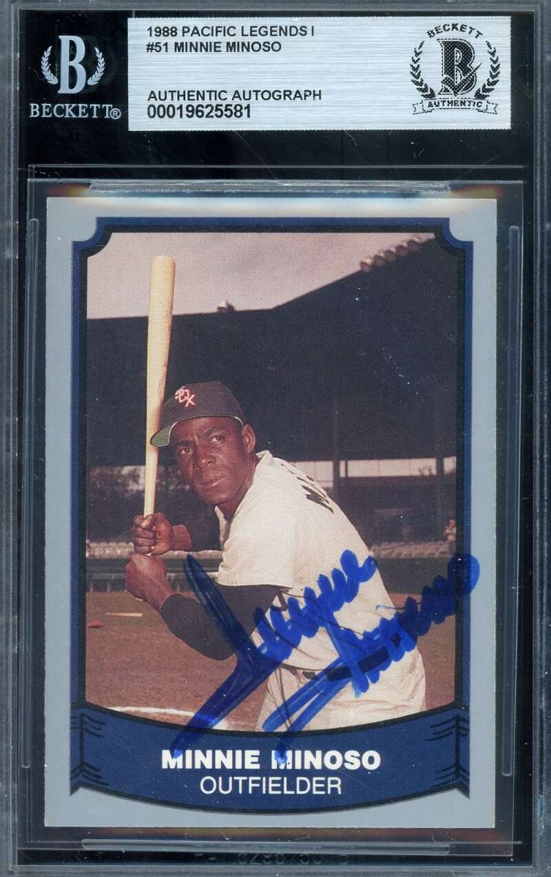 Minnie Minoso Beckett BAS Signed 1988 Pacific Legends Autographed