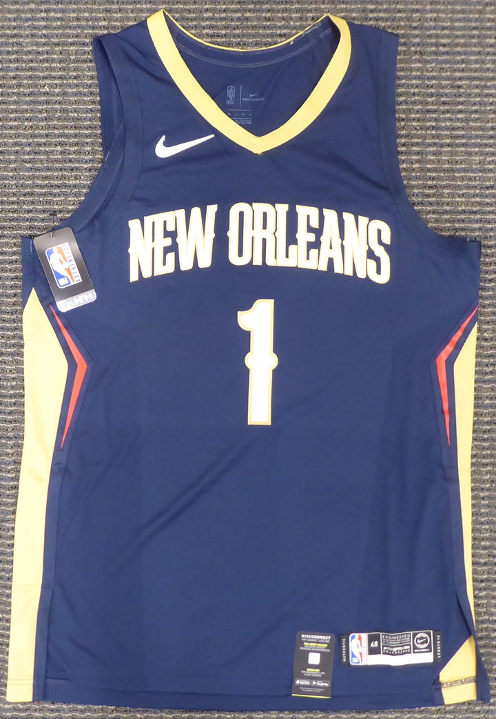 New Orleans Pelicans Zion Williamson Signed Blue Nike Jersey Size 48 Fanatics