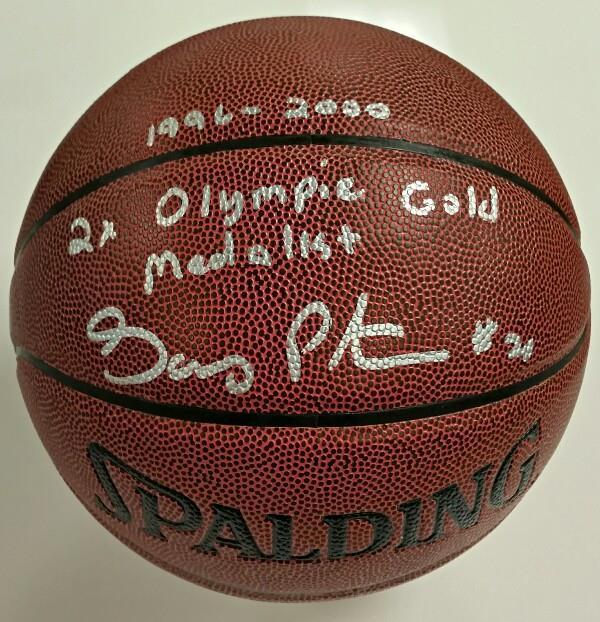 GARY PAYTON Signed I/O Basketball INSCRIPTION "96-00 2x Olympic Gold" PSA/DNA