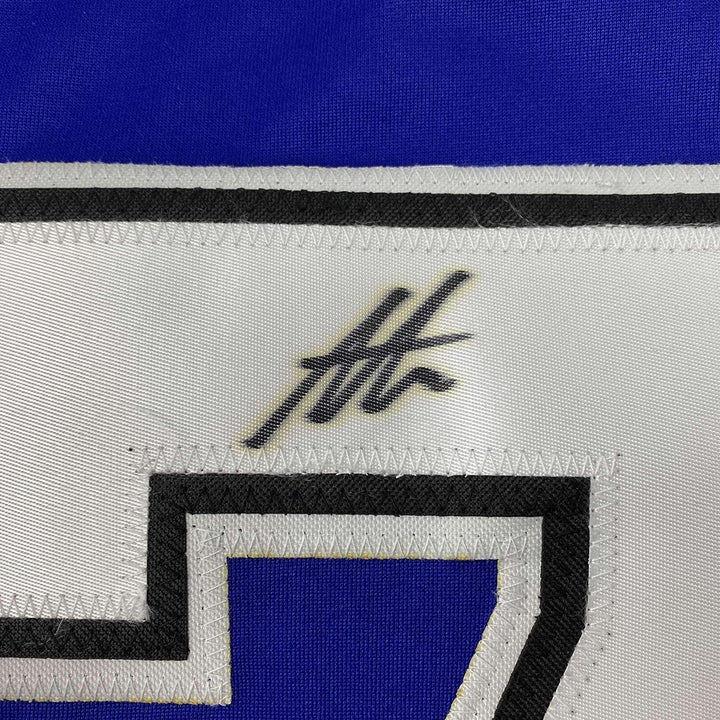 Framed Signed Anthony Cirelli 35x39 Tampa Bay Blue Jersey JSA COA