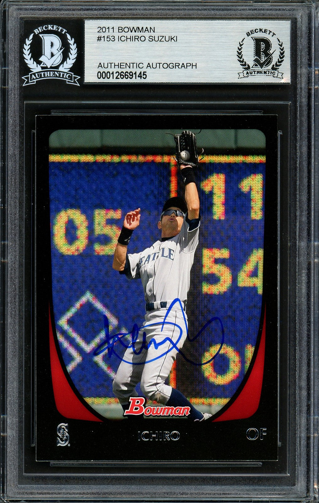 Ichiro Suzuki Autographed Signed 2011 Bowman Card 153 Seattle Mariners Beckett