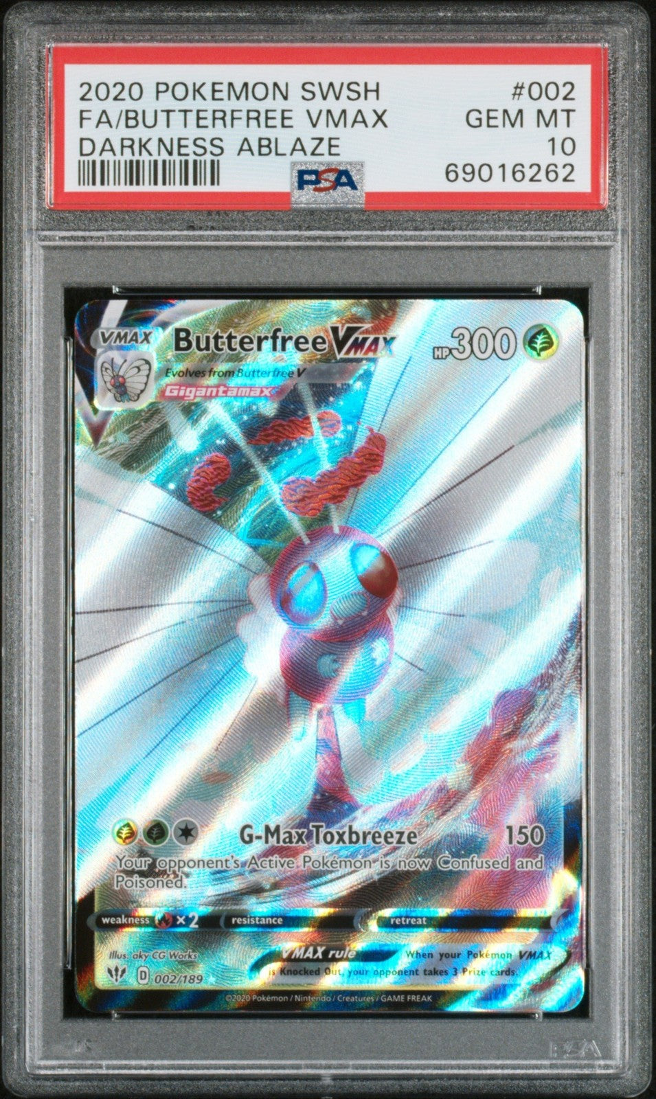 Graded 2020 Pokemon Swsh Butterfree Vmax #002 Darkness Ablaze Card PSA 10