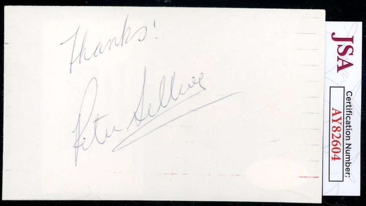Peter Sellers JSA Coa Signed 3x5 Index Card Autograph