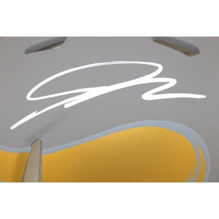 Jordan Addison Autographed Minnesota Vikings Slate Mini Helmet Beckett 53889