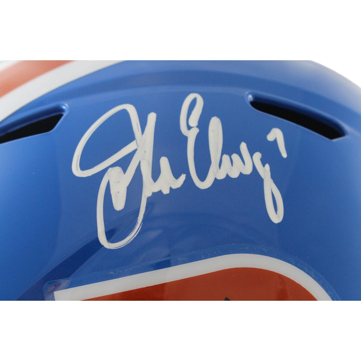 John Elway Autographed Denver Broncos F/S TB Helmet Beckett Witness 55196