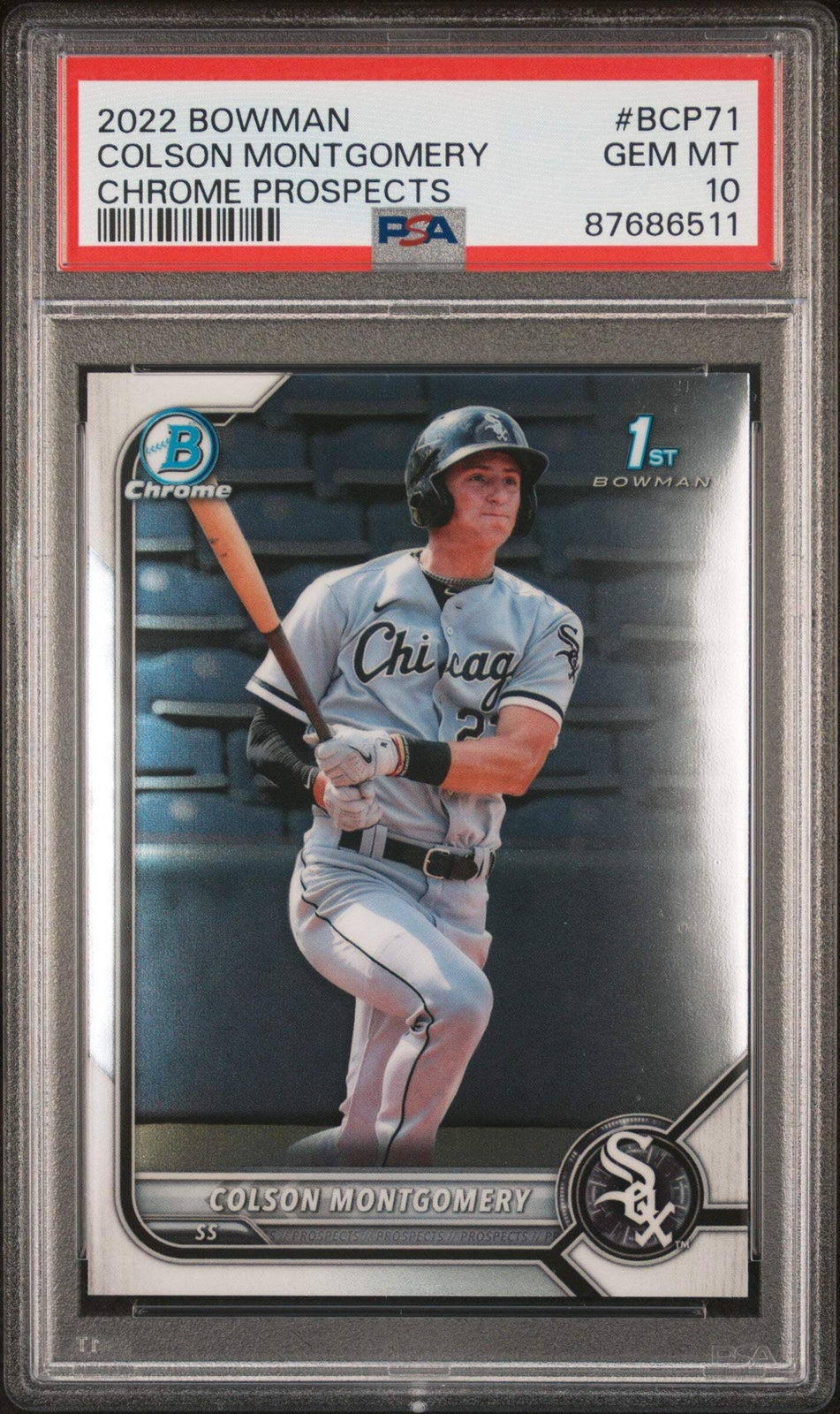 Graded 2022 Bowman Colson Montgomery #BCP71 Chrome Pros RC Baseball Card PSA 10