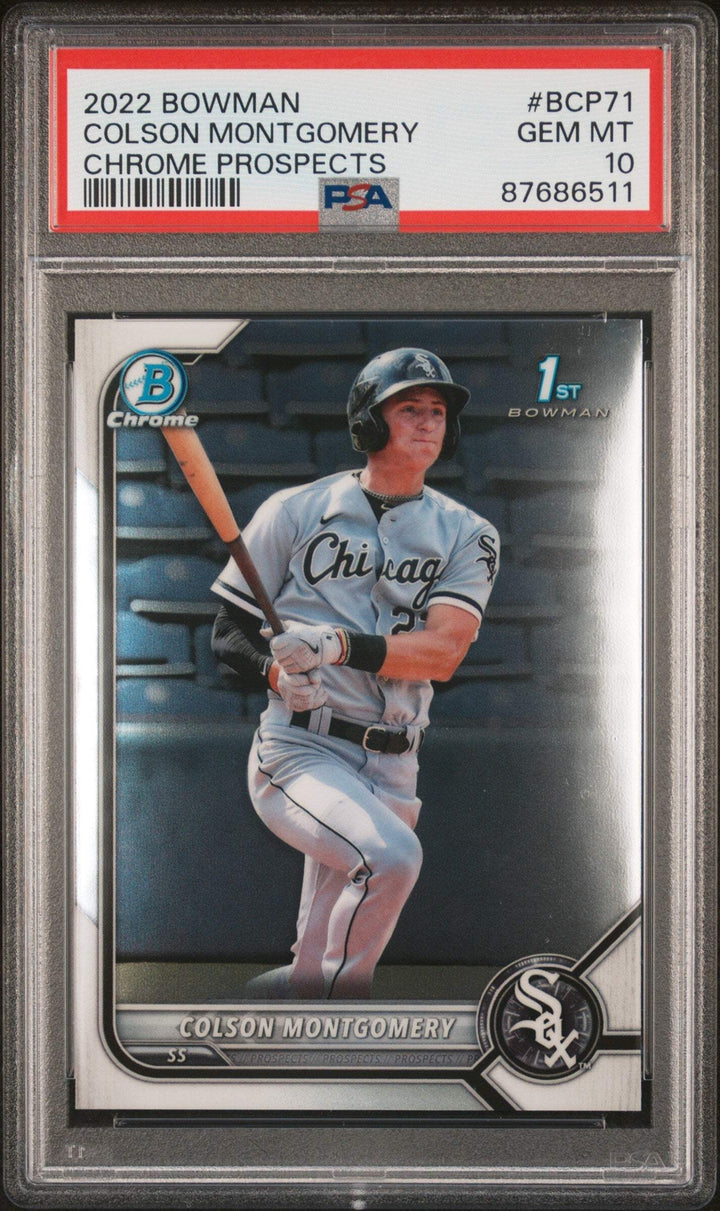 Graded 2022 Bowman Colson Montgomery #BCP71 Chrome Pros RC Baseball Card PSA 10