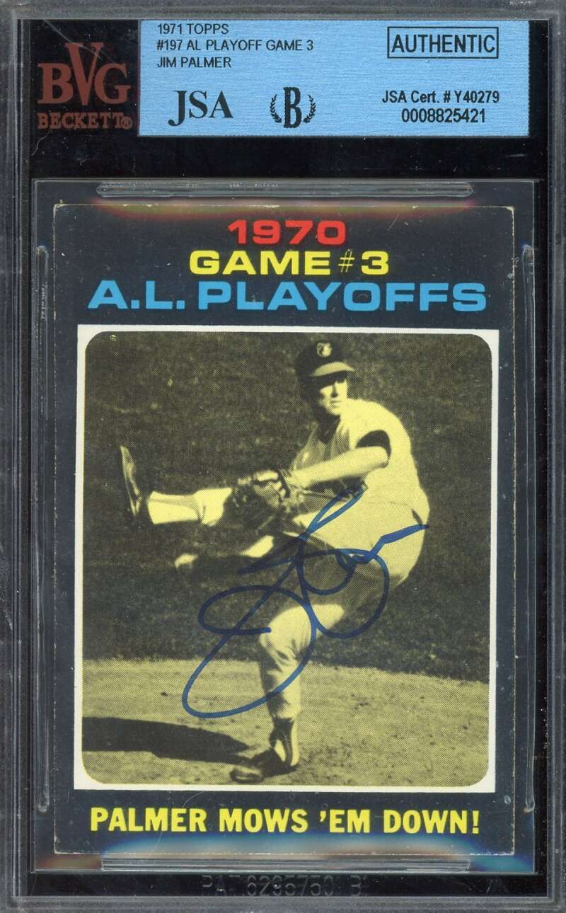 Jim Palmer JSA Coa Signed 1971 Topps 1970 Playoffs Autograph