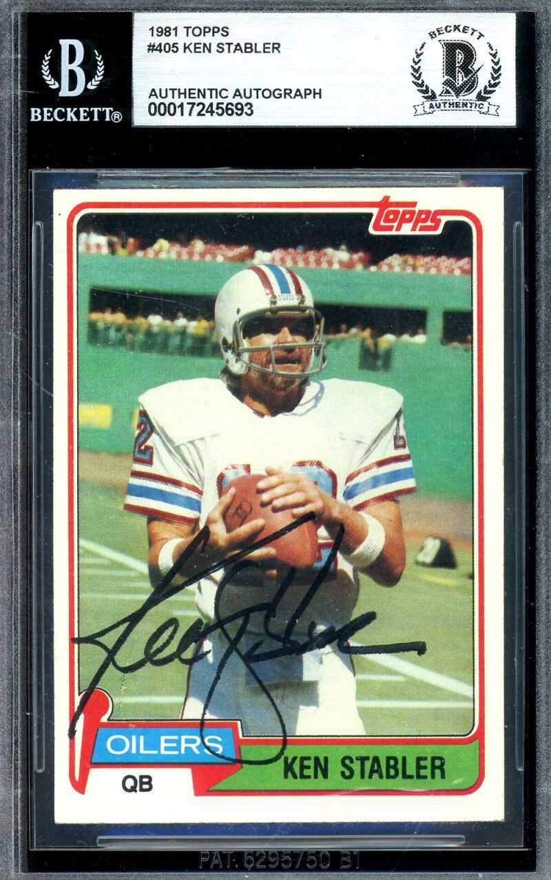 Ken Stabler Beckett BAS Signed 1981 Topps Autograph