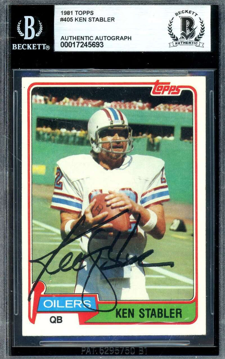 Ken Stabler Beckett BAS Signed 1981 Topps Autograph