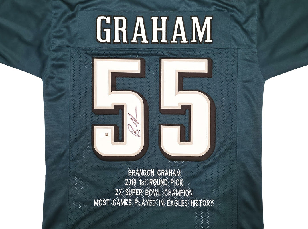 Philadelphia Eagles Brandon Graham Auto Signed Green Stat Jersey Beckett Witness