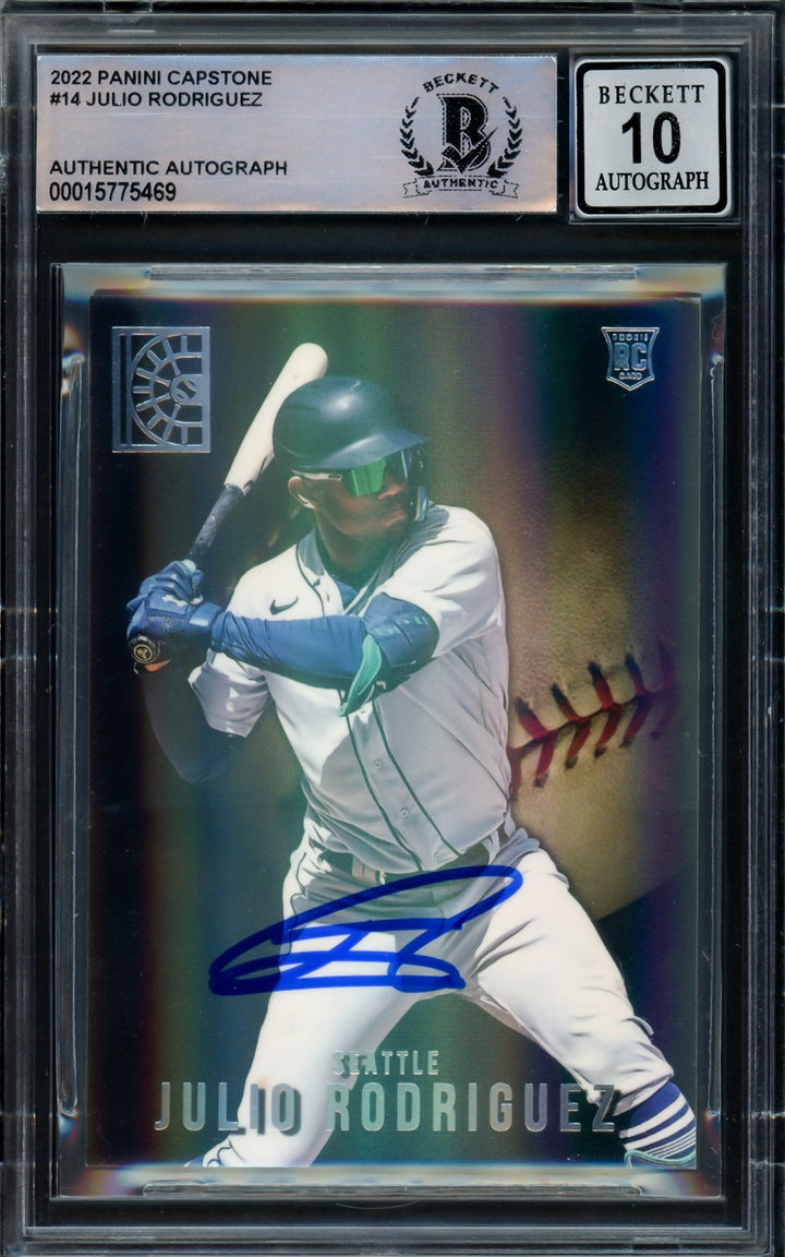 Julio Rodriguez Signed 2022 Panini Capstone RC 14 Mariners Auto GM 10 Beckett