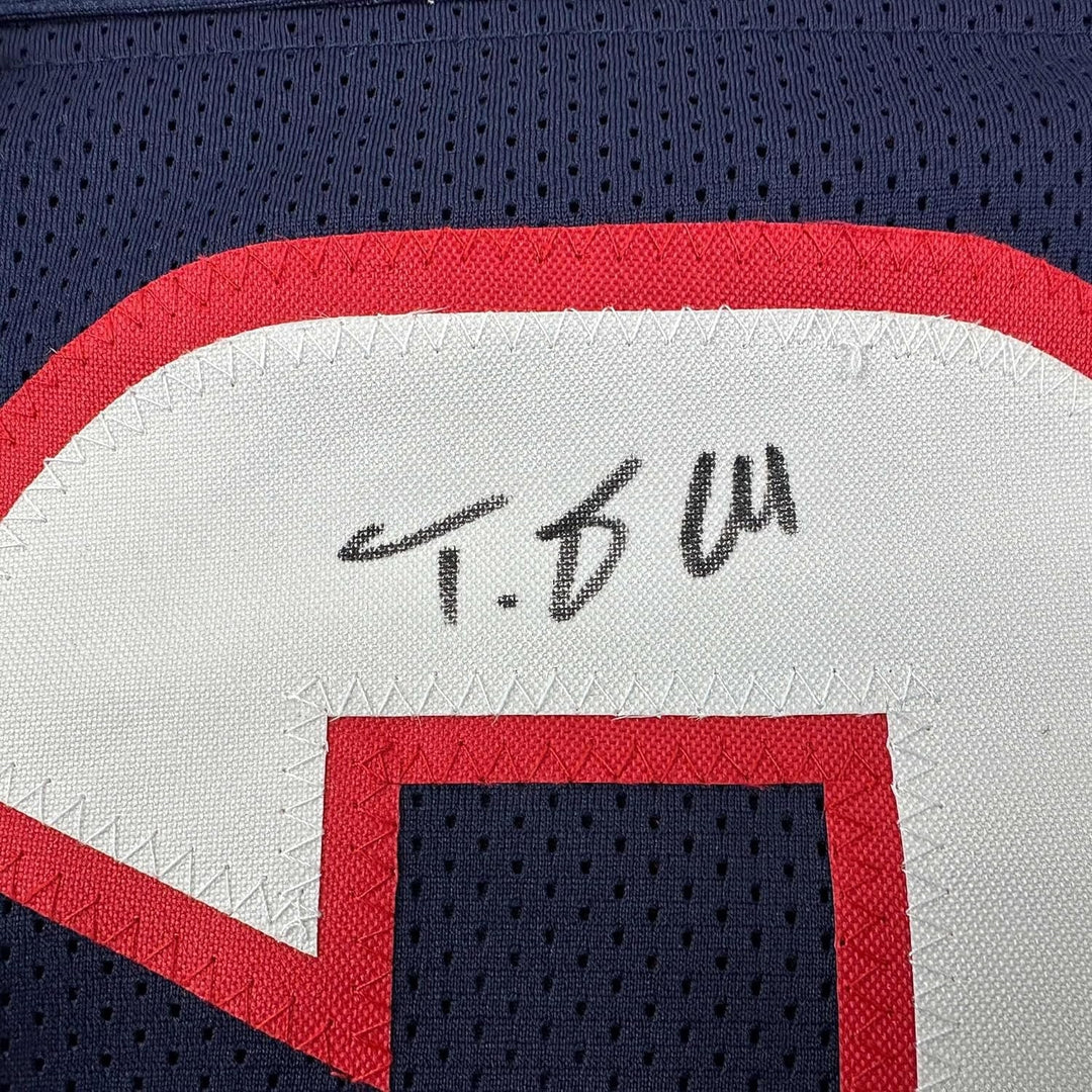 Framed Autographed/Signed Tank Dell 35x39 Houston Blue Jersey BAS COA