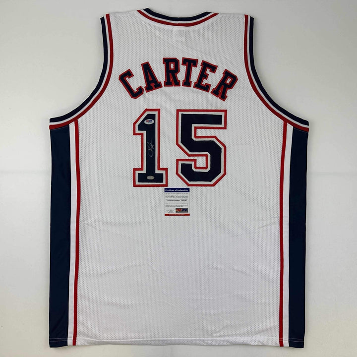 Autographed/Signed Vince Carter New Jersey White Basketball Jersey PSA/DNA COA