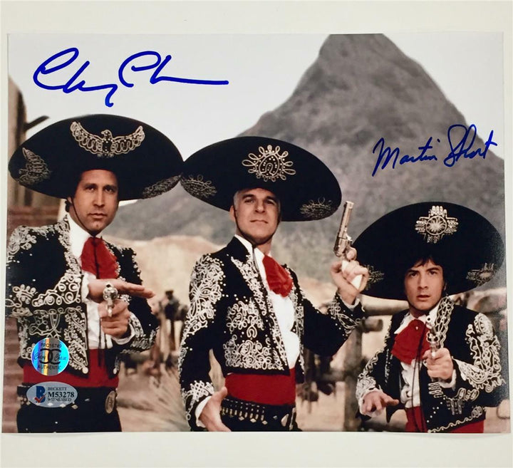 CHEVY CHASE & MARTIN SHORT signed 3 THREE AMIGOS 8x10 photo ~ Beckett BAS COA