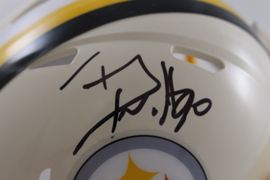 TJ Watt Autographed Pittsburgh Steelers Retro Mini Helmet Beckett Witness 56185