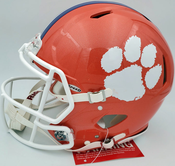 Travis Etienne Auto Clemson Tigers Orange Full Size Auth Helmet 2018 Champ BAS