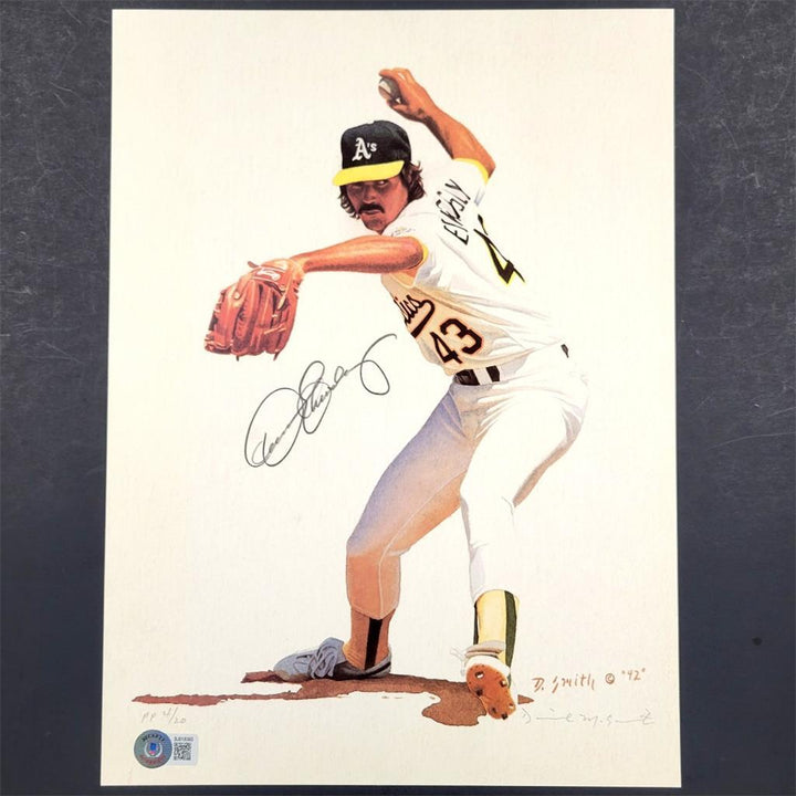 Dennis Eckersley signed "The Closer" 9.5x13 litho photo LE /20 Beckett BAS Holo