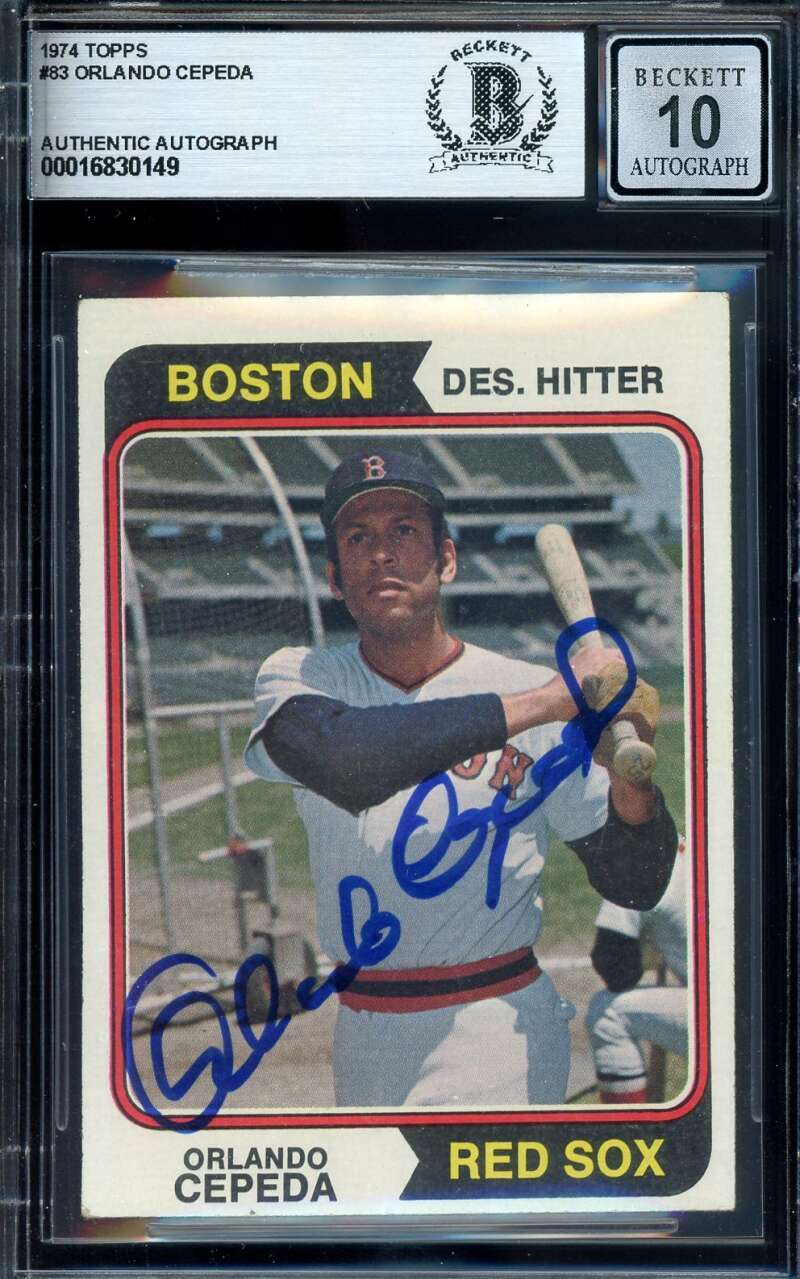 Orlando Cepeda Gem Mint 10 Beckett BAS Signed 1974 Topps Autograph