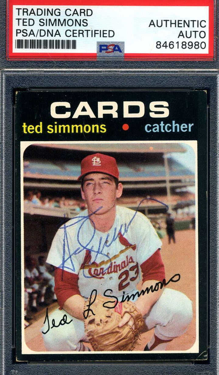 Ted Simmons PSA DNA Vintage Signed 1971 Topps Rookie Autograph