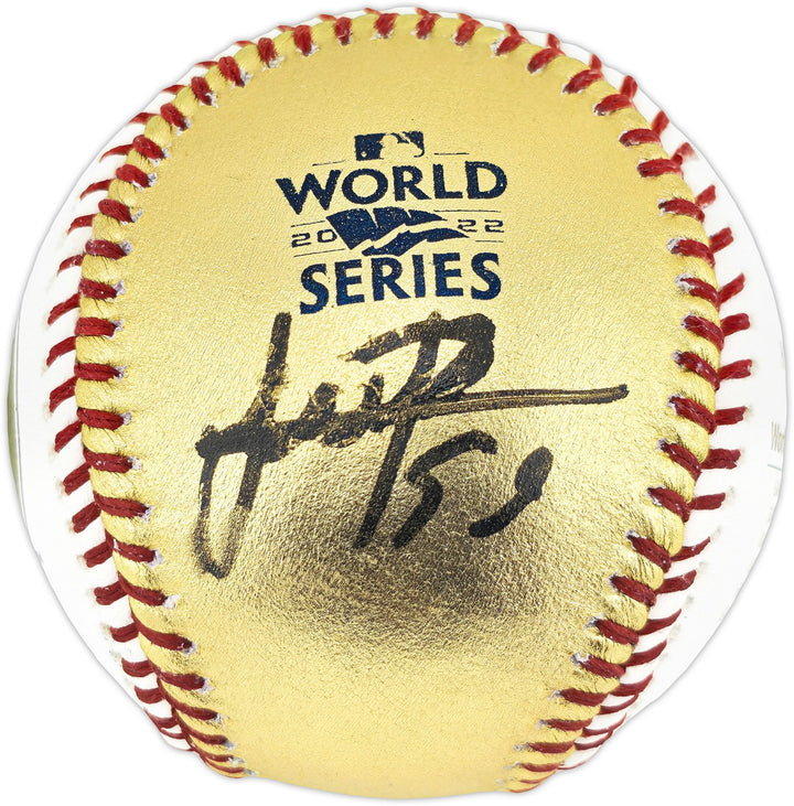 Framber Valdez Auto Off. Gold 2022 WS Logo Baseball Astros Beckett Wit W539262