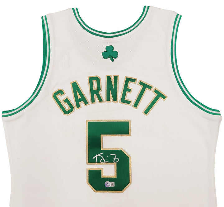 Boston Celtics Kevin Garnett Signed White & Gold Mitchell & Ness Hardwood