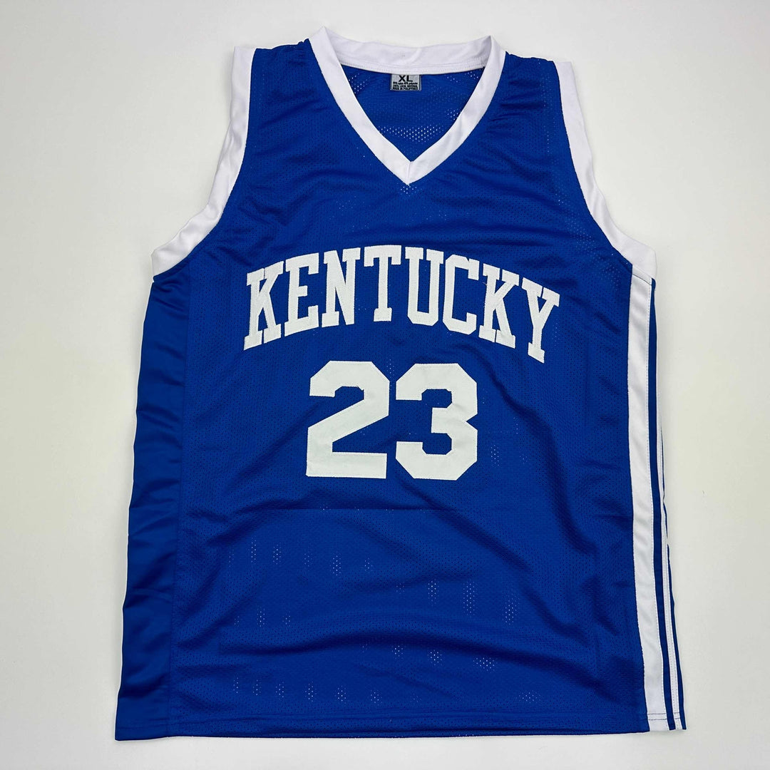 Facsimile Autographed Anthony Davis Kentucky Blue Reprint Jersey Size Men's XL