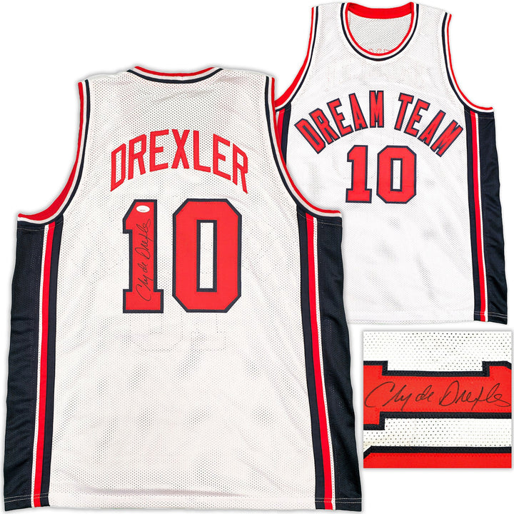 Team USA Clyde Drexler Autographed Signed White Jersey JSA