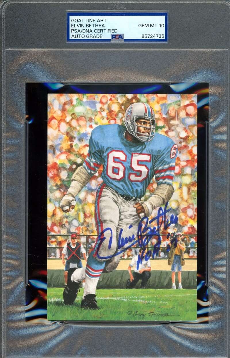 Elvin Bethea Gem Mint 10 PSA DNA Autograph Goal Line Art Card GLAC Signed HOF 03