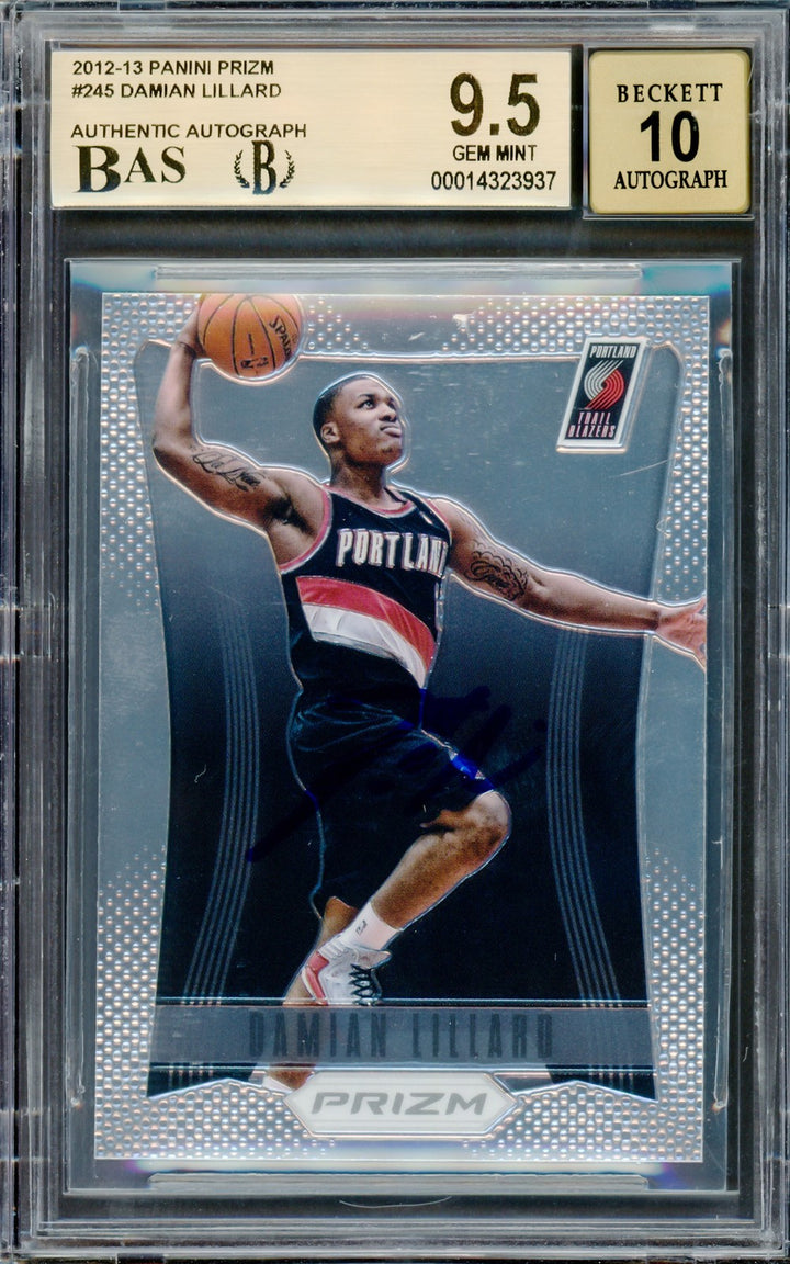 Damian Lillard Auto Signed 2012-13 Panini Prizm RC 245 BGS 9.5 Sig 10 Beckett