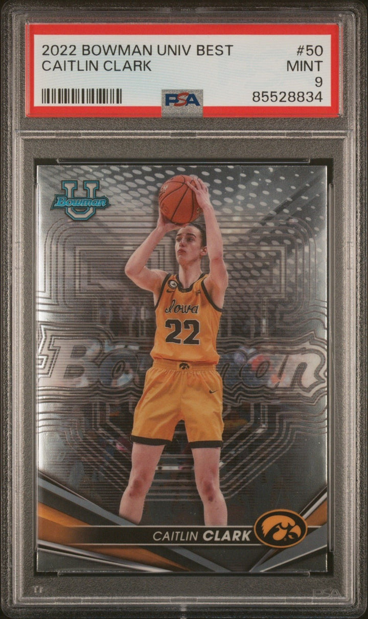 Graded 2022 Topps Bowman Uni Best Caitlin Clark #50 RC Card PSA 9