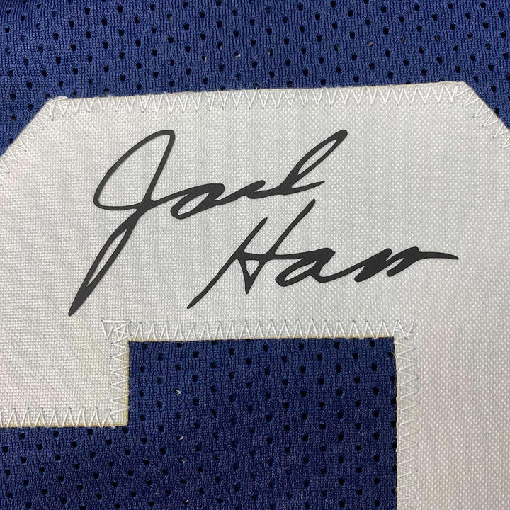 Framed Facsimile Autographed Jack Ham 33x42 Blue Reprint Laser Auto Jersey