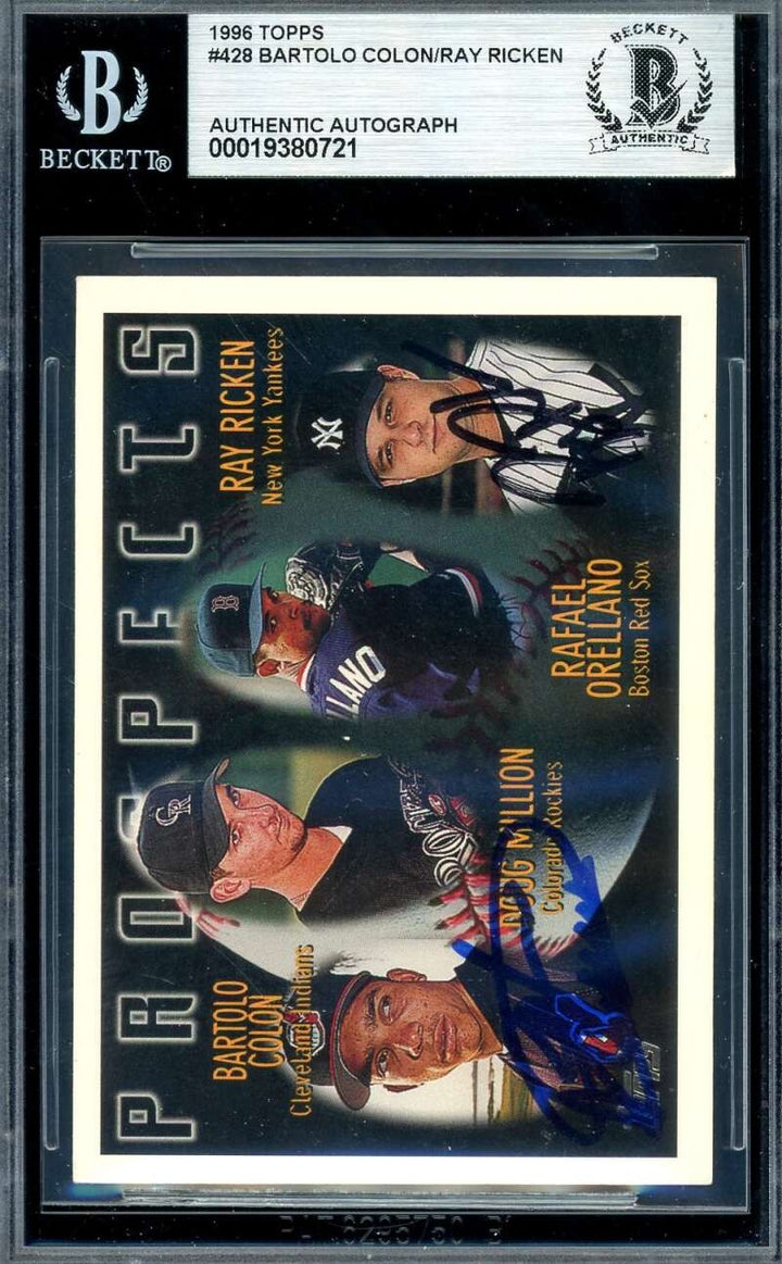 Bartolo Colon Ray Ricken Beckett BAS Signed 1996 Topps Prospects Rookie Autograp