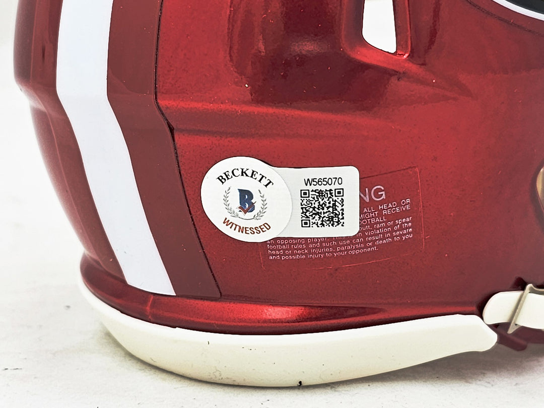 Bryant Young Auto Signed 49ers Flash Red Speed Mini Helmet "HOF 22" Beckett Wit