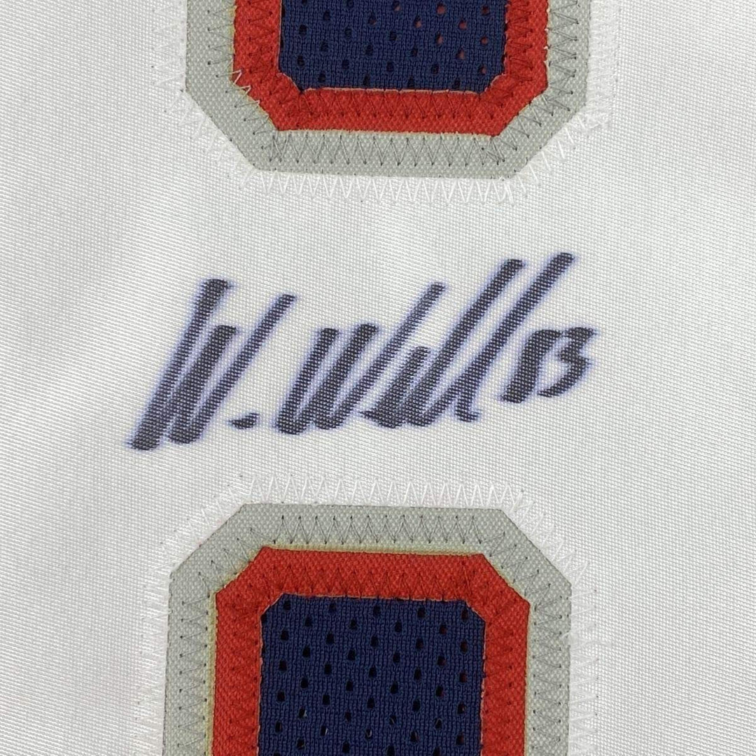 FRAMED Autographed/Signed WES WELKER 33x42 New England Blue Jersey JSA COA Auto
