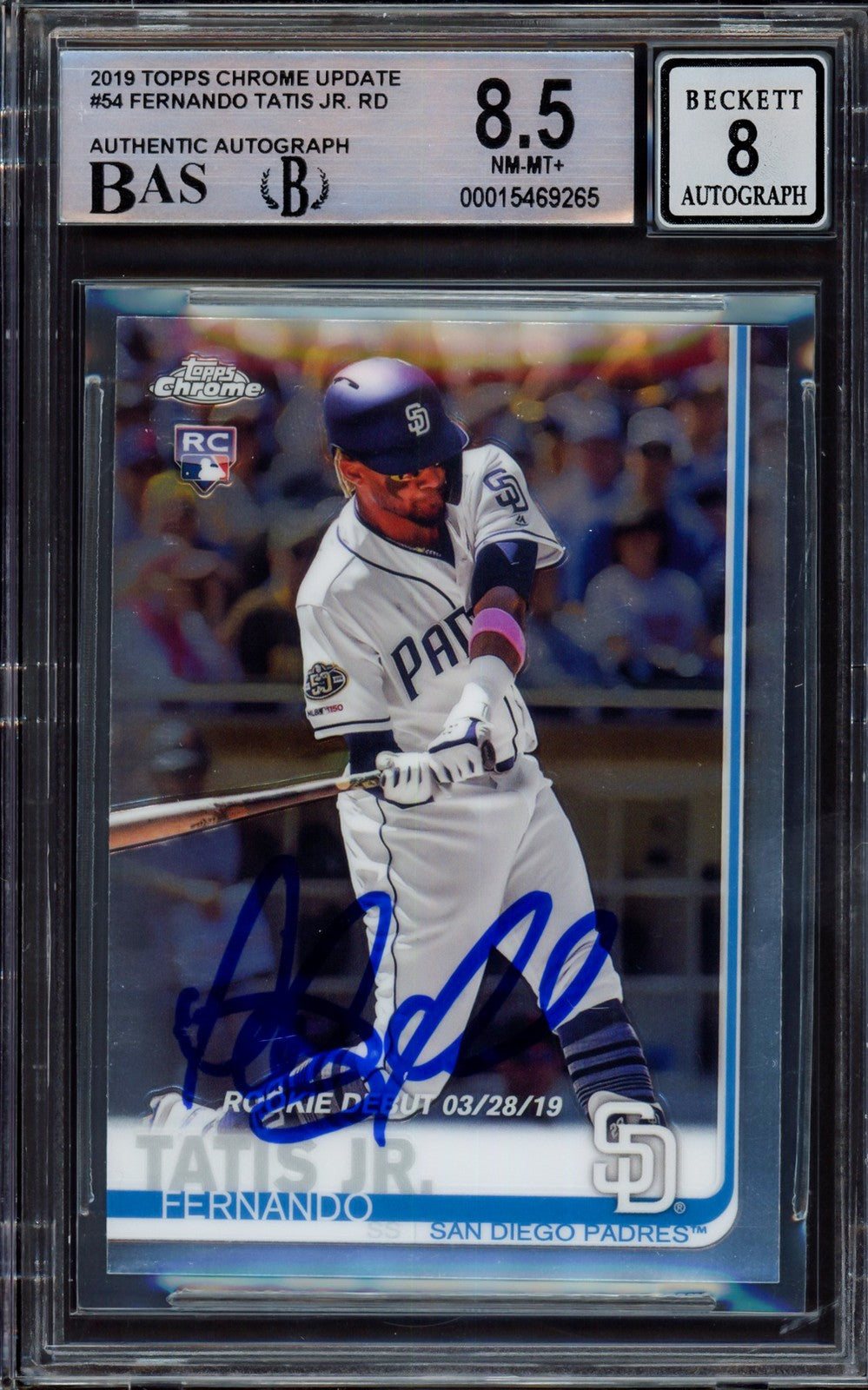 Fernando Tatis Jr. Signed 2019 Topps Update RC US56 Padres BGS 8.5 Sig 8 Beckett