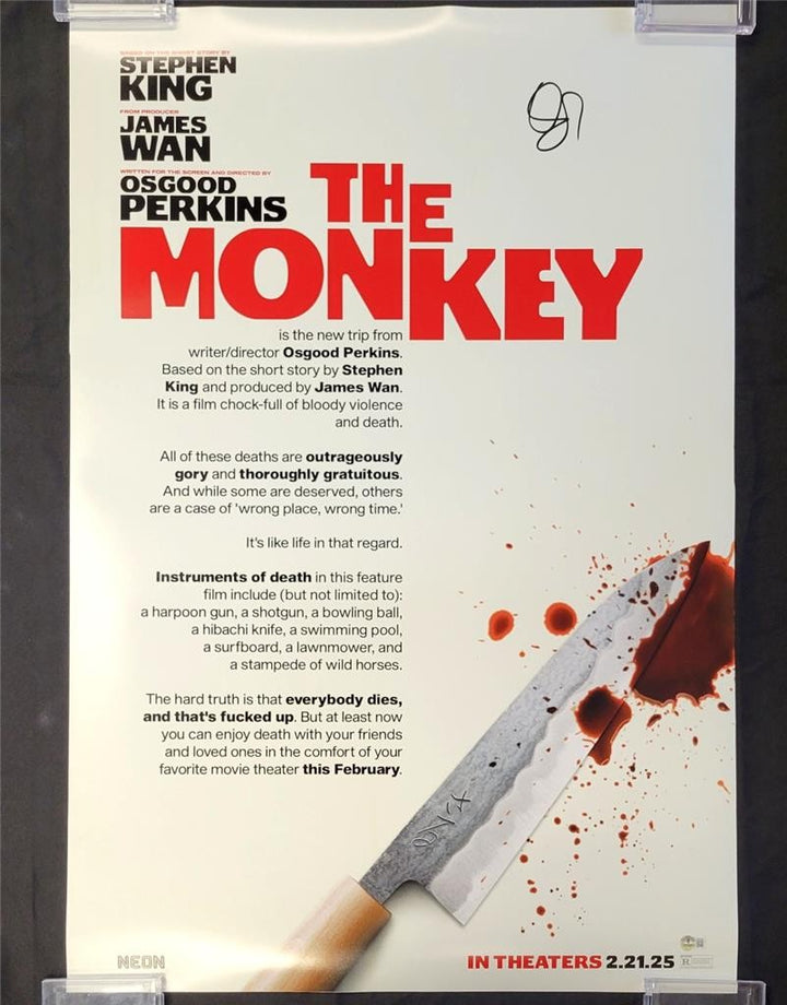 Osgood Perkins signed The Monkey 27x40 movie poster #1 autograph ~ Beckett BAS