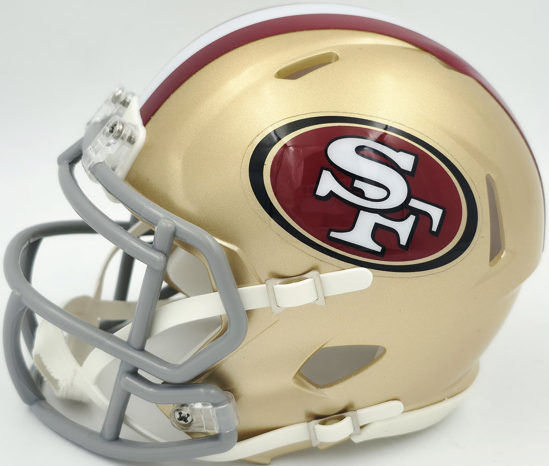 Tom Rathman Signed San Francisco 49ers Gold Speed Mini Helmet Beckett Witness